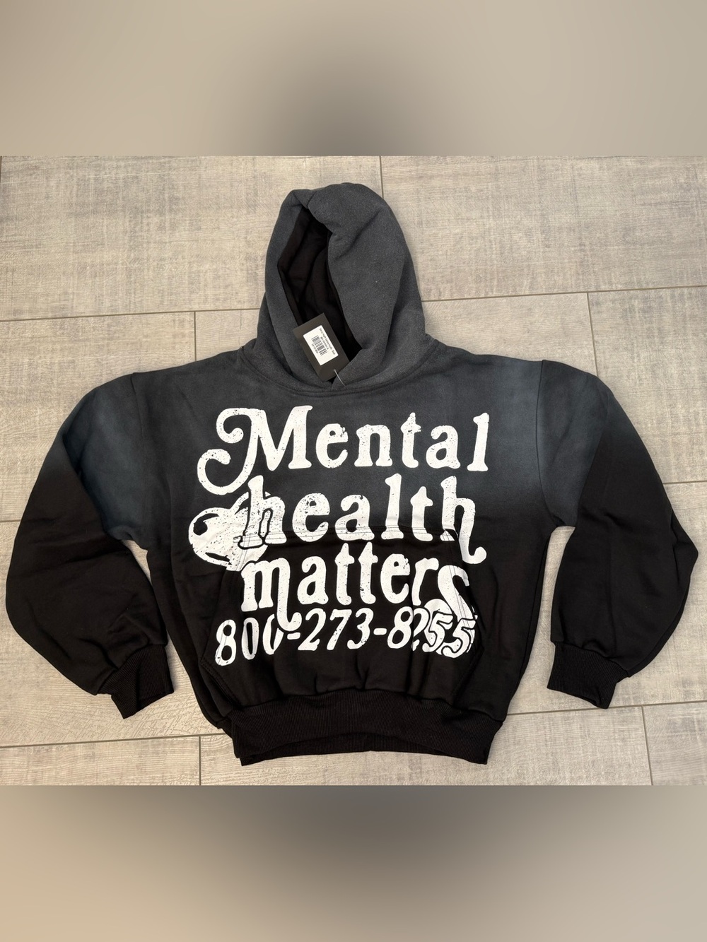 Mental Health Matters Cropped Size Small Gray / Black Hoodie NWT Euphoric